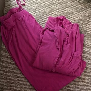 SKIMS Pink Plush Pajama Set